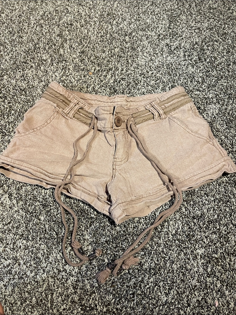 Vintage Y2K Vanity Micro-Shorts - Taupe (5)